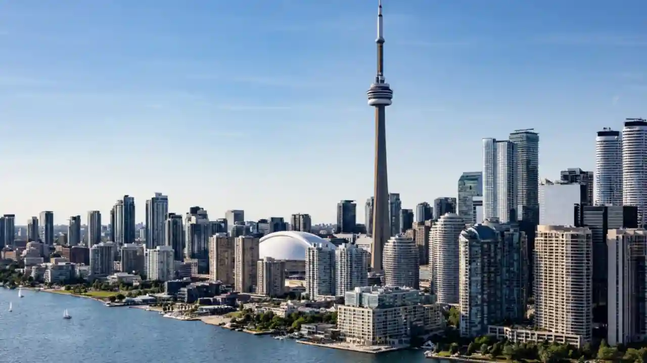 Toronto skyline with condo towers and the CN Tower