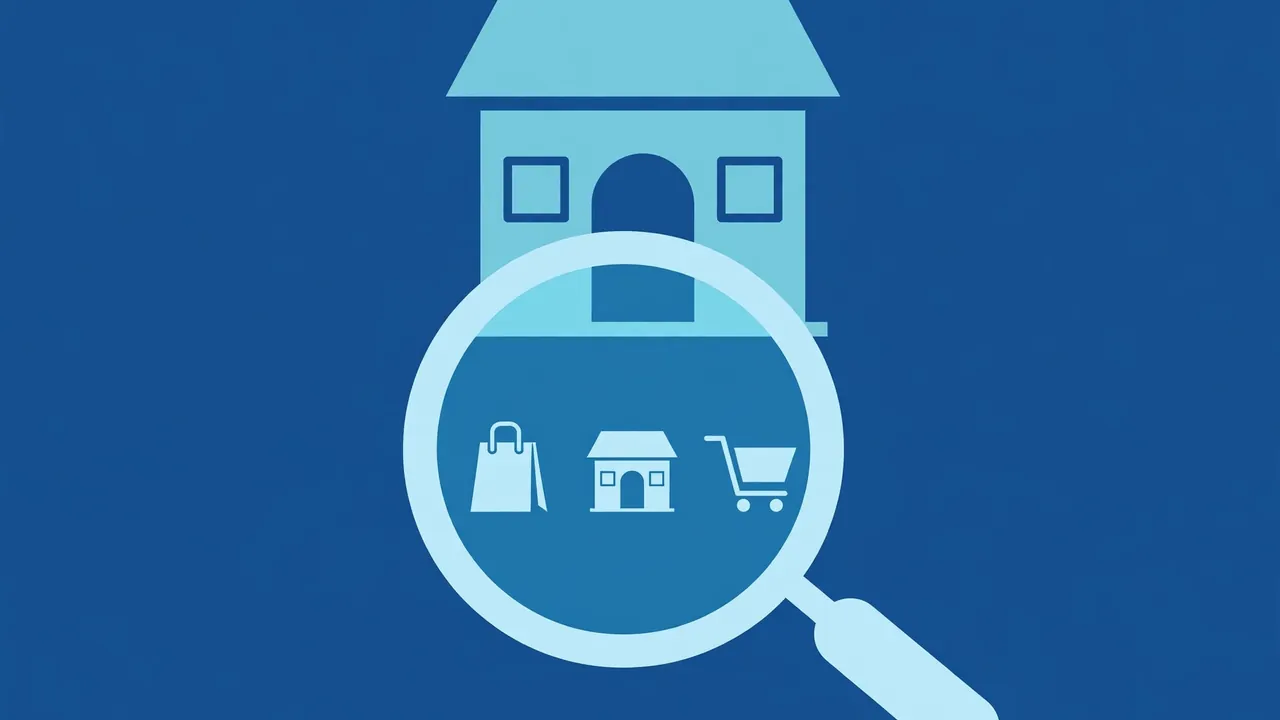 A magnifying glass over small businesses competing with one towering logo