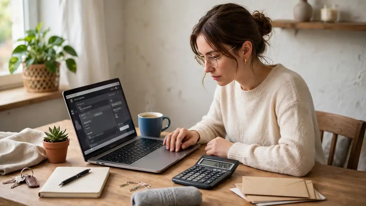 Person paying a credit card bill on a laptop